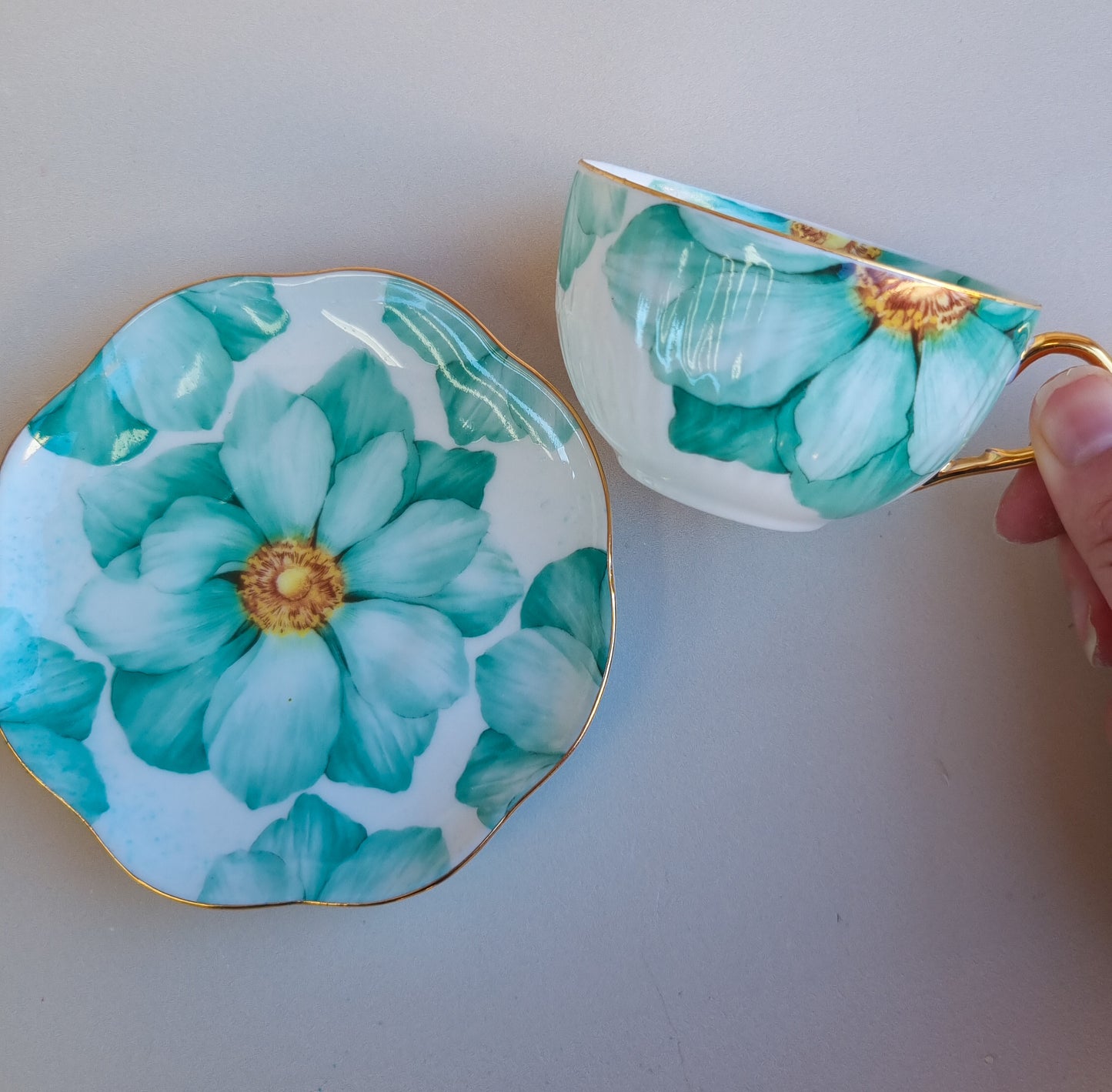 Flower tea cup and saucer set